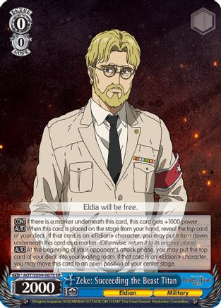 Zeke: Succeeding the Beast Titan (SR) (AOT/SX04-067S SR) - Attack On Titan: Final Season