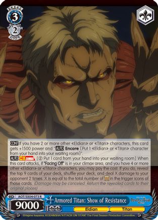 Armored Titan: Show of Resistance (AOT/SX04-073 R) - Attack On Titan: Final Season