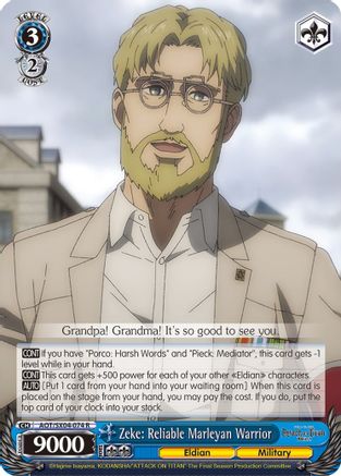 Zeke: Reliable Marleyan Warrior (AOT/SX04-074 R) - Attack On Titan: Final Season