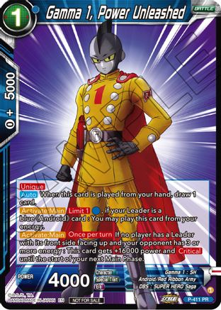 Gamma 1, Power Unleashed (Zenkai Series Tournament Pack Vol.1) (P-411) - Tournament Promotion Cards