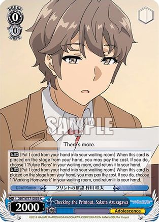 Checking the Printout, Sakuta Azusagawa (SBY/W77-E089 C) - Rascal Does Not Dream of a Dreaming Girl