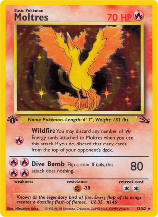Moltres (12) 012/62 - Unlimited Holofoil Fossil - Holo Rare