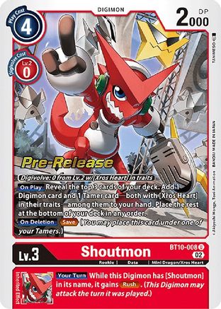 Shoutmon (BT10-008) - Xros Encounter Pre-Release Cards Foil