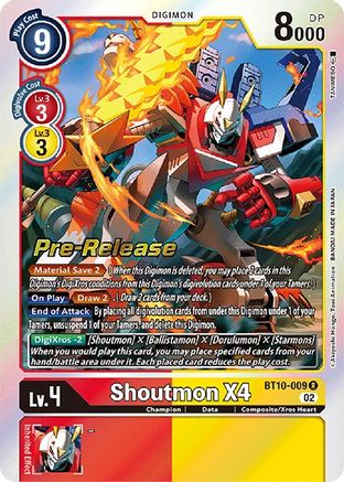 Shoutmon X4 (BT10-009) - Xros Encounter Pre-Release Cards Foil