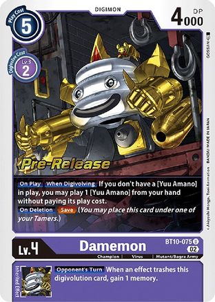 Damemon (BT10-075) - Xros Encounter Pre-Release Cards