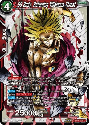 SS Broly, Returning Villainous Threat (BT19-029) - Fighters Ambition