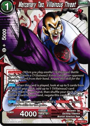 Mercenary Tao, Villainous Threat (BT19-007) - Fighters Ambition