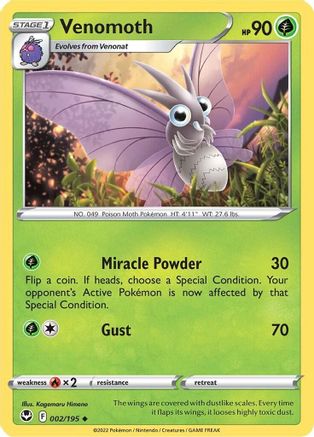 Venomoth 002/195 SWSH12 Silver Tempest - Uncommon