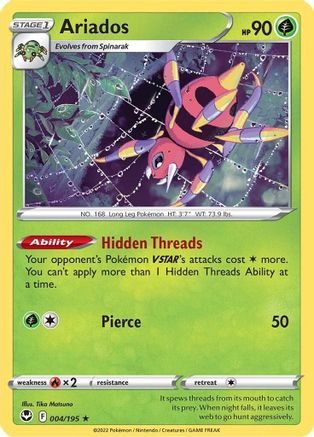 Ariados 004/195 - Holofoil SWSH12 Silver Tempest - Holo Rare