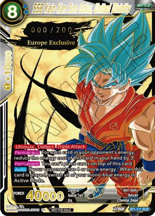 SSB Kaio-Ken Son Goku, United Divinity (European Serial Numbered) (BT1-111) - Tournament Promotion Cards Foil