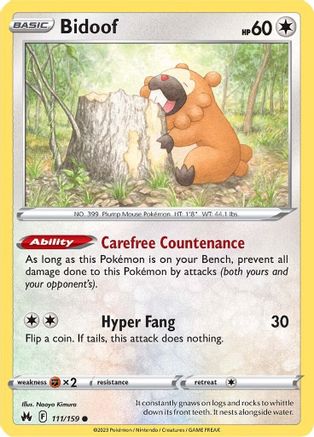 Bidoof 111/159 Crown Zenith - Common