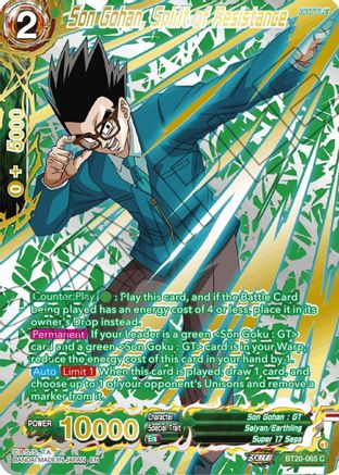 Son Gohan, Spirit of Resistance (Gold-Stamped) (BT20-065) - Power Absorbed Foil