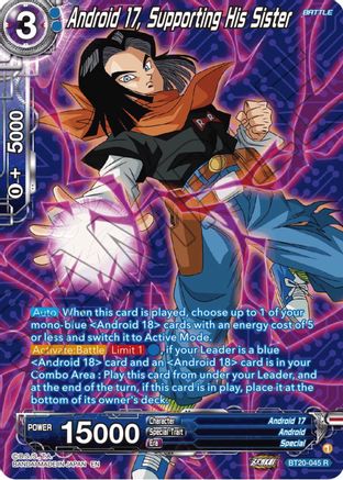 Android 17, Supporting His Sister (Silver Foil) (BT20-045) - Power Absorbed Foil