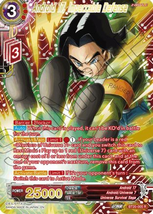 Android 17, Impeccable Defense (Gold-Stamped) (BT20-005) - Power Absorbed Foil