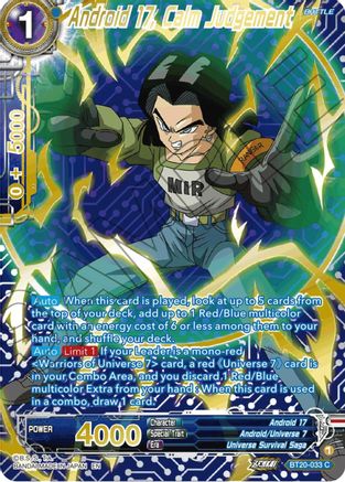Android 17, Calm Judgement (Gold-Stamped) (BT20-033) - Power Absorbed Foil