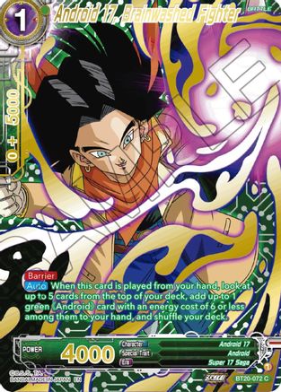 Android 17, Brainwashed Fighter (Gold-Stamped) (BT20-072) - Power Absorbed Foil