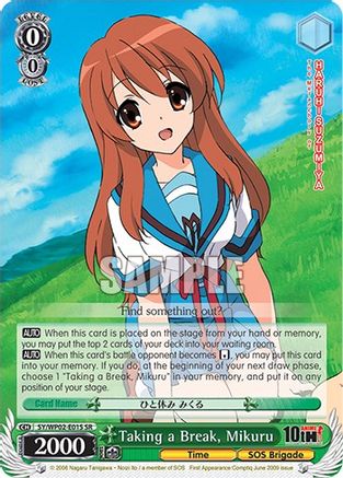 Taking a Break, Mikuru (SR) (SY/WP02-E01S SR) - The Melancholy Of Haruhi Suzumiya Power Up Set