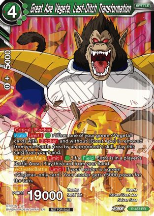 Great Ape Vegeta, Last-Ditch Transformation (Zenkai Series Tournament Pack Vol.3) (P-487) - Tournament Promotion Cards