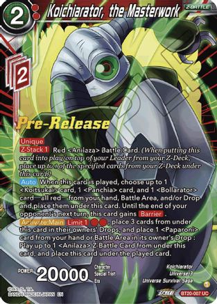 Koichiarator, the Masterwork (BT20-007) - Power Absorbed PreRelease Cards