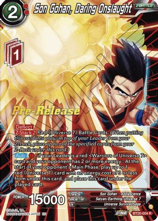 Son Gohan, Daring Onslaught (BT20-004) - Power Absorbed PreRelease Cards