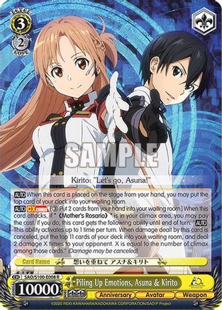 Piling Up Emotions, Asuna & Kirito (SAO/S100-E008 R) - Sword Art Online Animation 10th Anniversary
