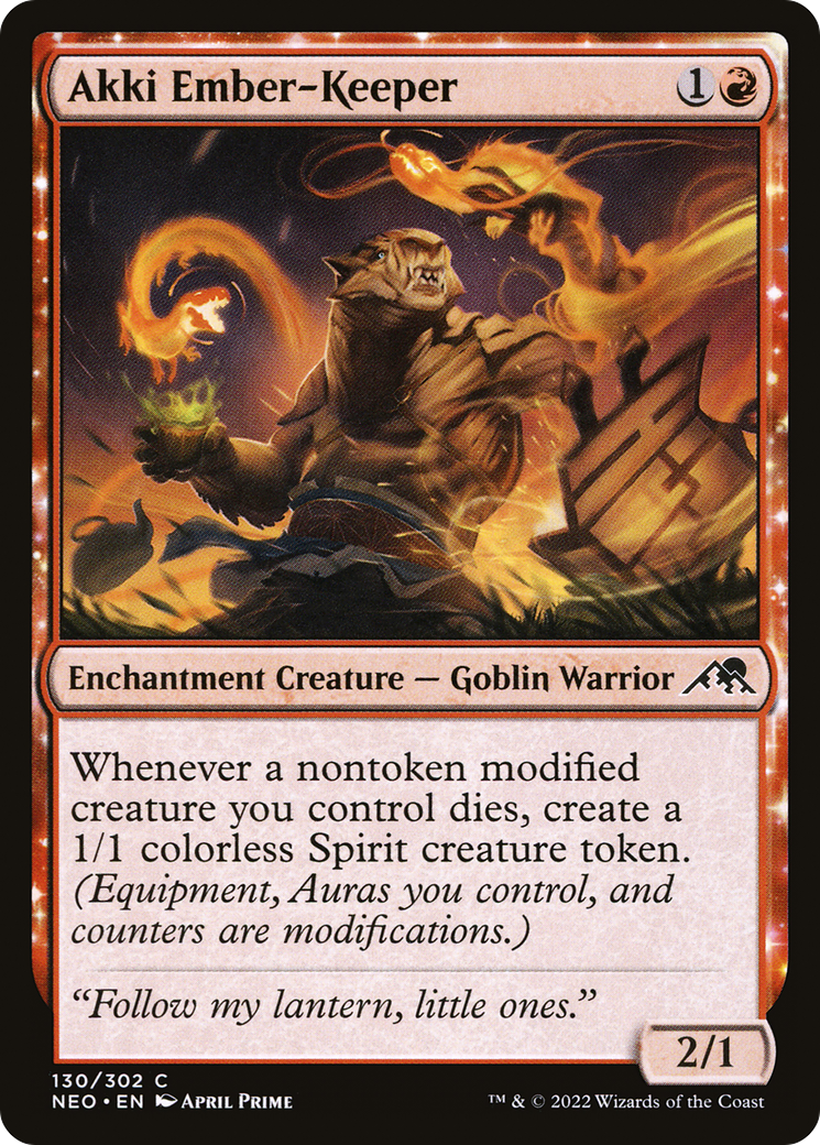 Akki Ember-Keeper (NEO-130) - Kamigawa: Neon Dynasty: (enchantment) Foil
