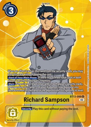 Richard Sampson (Box Topper) (BT13-098) - Versus Royal Knights Foil