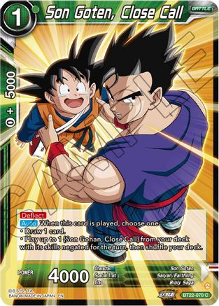 Son Goten, Close Call (BT22-070) - Critical Blow Foil