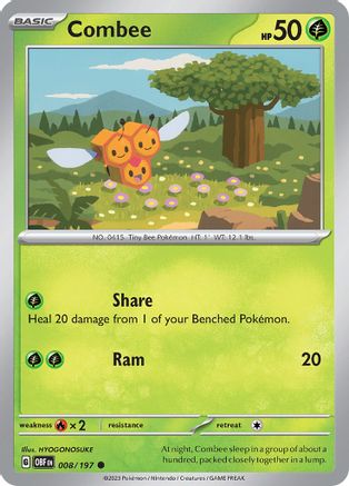 Combee 008/197 - Reverse Holofoil SV03 Obsidian Flames - Common