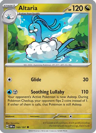 Altaria 160/197 - Reverse Holofoil SV03 Obsidian Flames - Uncommon