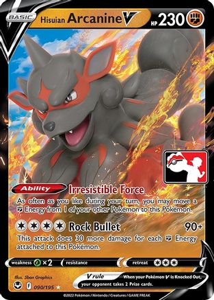 Hisuian Arcanine V 090/195 - Holofoil Prize Pack Series Cards - Ultra Rare