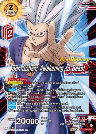 Son Gohan, Awakening to Beast (BT22-003) - Critical Blow PreRelease Cards Foil