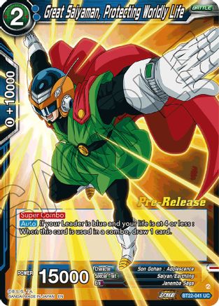 Great Saiyaman, Protecting Worldly Life (BT22-041) - Critical Blow PreRelease Cards Foil