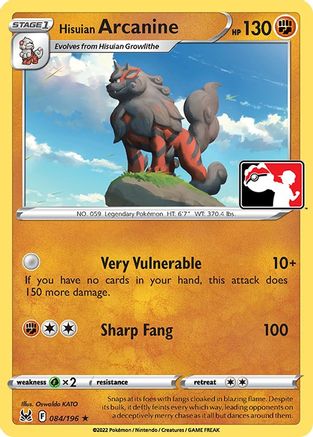 Hisuian Arcanine 084/196 Prize Pack Series Cards - Rare