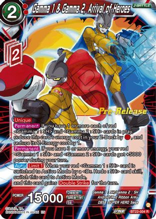 Gamma 1 & Gamma 2, Arrival of Heroes (BT22-004) - Critical Blow PreRelease Cards Foil