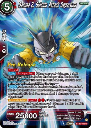 Gamma 2, Suicide Attack Departure (BT22-022) - Critical Blow PreRelease Cards Foil