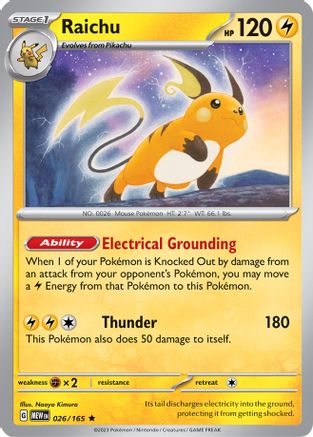 Raichu 026/165 - Holofoil SV Scarlet & Violet 151 - Rare