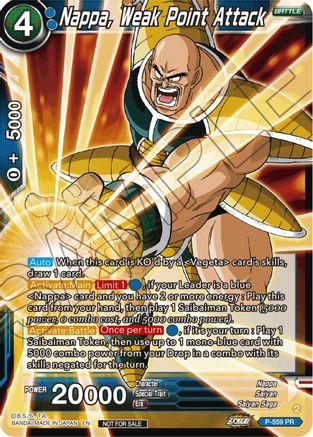 Nappa, Weak Point Attack (Zenkai Series Tournament Pack Vol.6) (P-559) - Tournament Promotion Cards