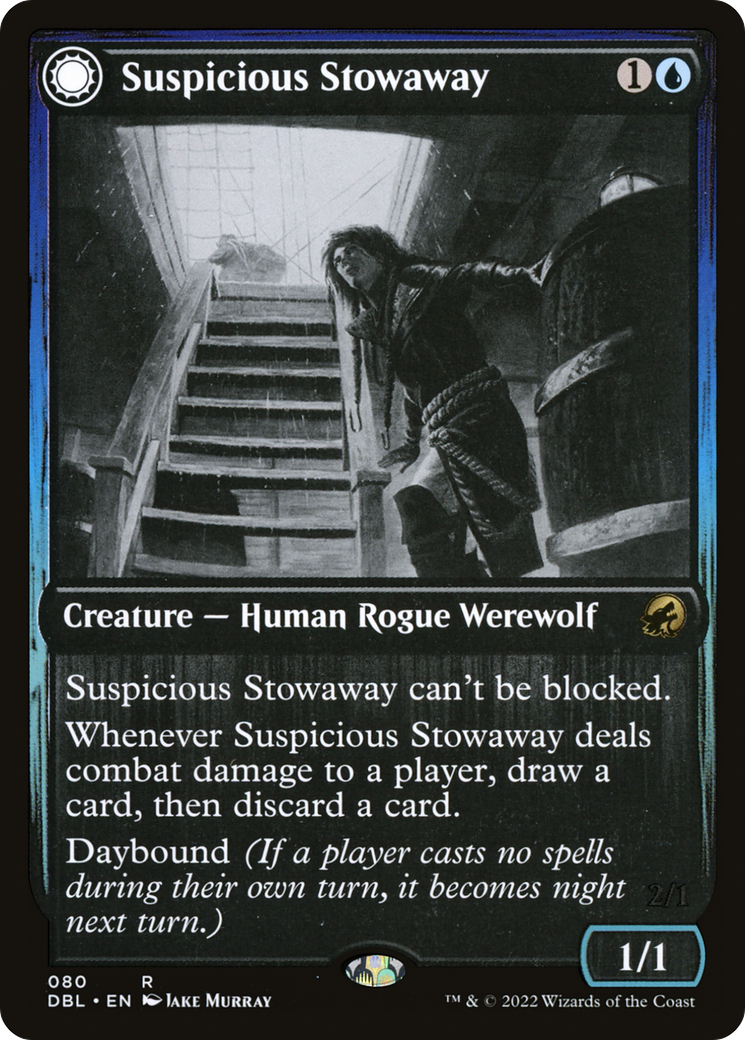 Suspicious Stowaway (DBL-080) - Innistrad: Double Feature: (Double Faced Transform) Foil