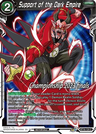 Support of the Dark Empire (2023 Championship Finals Celebration Pack) (BT16-124) - Tournament Promotion Cards Foil