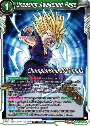 Uneasing Awakened Rage (2023 Championship Finals Celebration Pack) (BT21-097) - Tournament Promotion Cards Foil