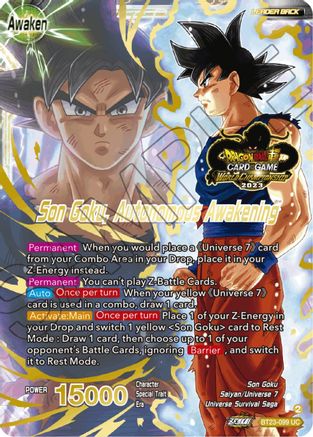 SSB Son Goku // Son Goku, Autonomous Awakening (2023 Worlds ZENKAI 06 Leader Set) (BT23-099) - Tournament Promotion Cards Foil