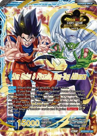 Son Goku // Son Goku & Piccolo, Rag-Tag Alliance (2023 Worlds ZENKAI 06 Leader Set) (BT23-037) - Tournament Promotion Cards Foil