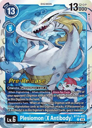 Plesiomon (X Antibody) (BT15-032) - Exceed Apocalypse Pre-Release Cards Foil