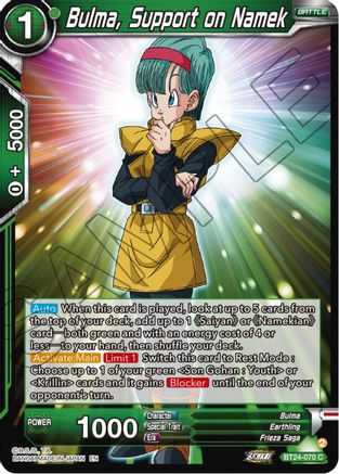 Bulma, Support on Namek (BT24-070) - Beyond Generations
