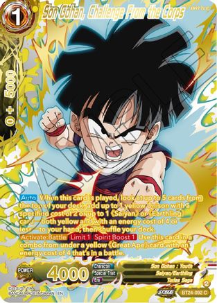 Son Gohan, Challenge From the Corps (Collector Booster Gold) (BT24-092) - Beyond Generations Foil