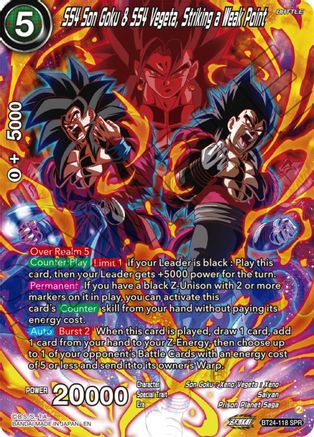 SS4 Son Goku & SS4 Vegeta, Striking a Weak Point (SPR) (BT24-118) - Beyond Generations Foil