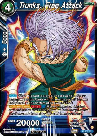 Trunks, Free Attack (Zenkai Series Tournament Pack Vol.7) (P-576) - Tournament Promotion Cards