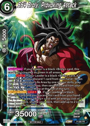 SS4 Broly, Provoking Attack (Zenkai Series Tournament Pack Vol.7) (P-586) - Tournament Promotion Cards