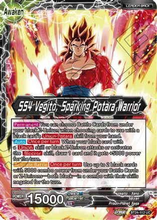 SS4 Son Goku & SS4 Vegeta // SS4 Vegito, Sparking Potara Warrior (Collector Booster Foil) (BT24-112) - Beyond Generations Foil